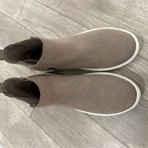 Suede Ankle Boots with White Sole